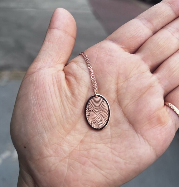 925 Silber Vergoldet Gold Rose Individuelle Gravur Kette Anhaenger Fuss Handabdruck Personalisiert Fingerabdruck Fingerprint Erinnerungsschmuck Trauer Andenken