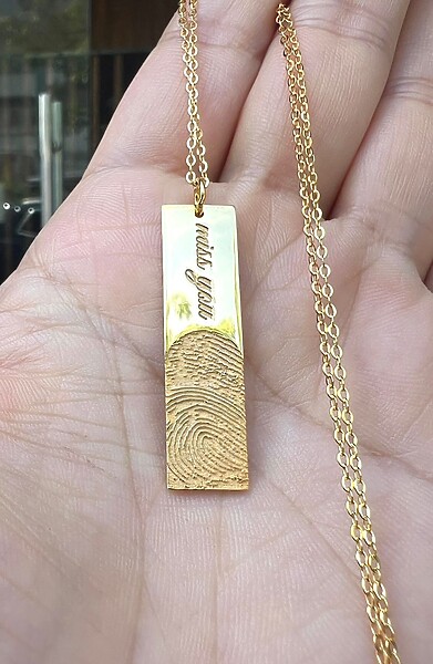 925 Silber Vergoldet Rose Gold Kette Barren Fuss Handabdruck Personalisiert Fingerabdruck Fingerprint Erinnerungsschmuck Trauer Andenken Individuell