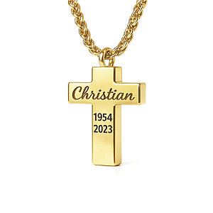 Ascheschmuck Aschekette Urnenschmuck Erinnerungsschmuck Kreuz Gravur Personalisiert Gold Silber Rose Trauerschmuck