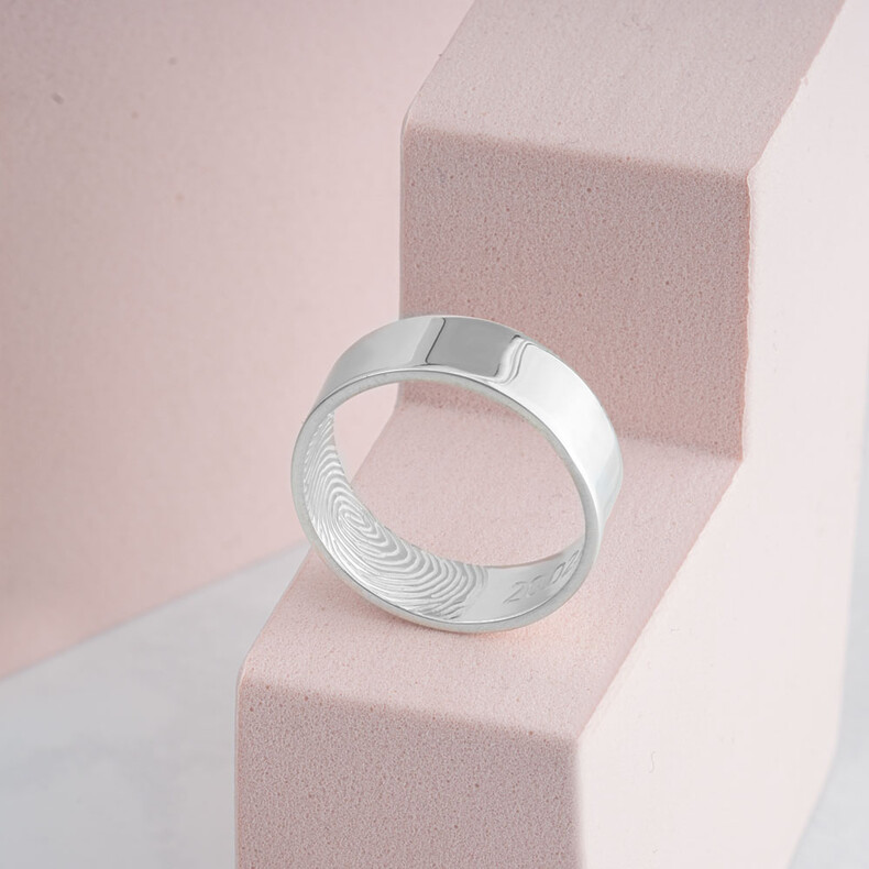 Coouple Ring Inside Innenseite Fingerabdruck Gravur Personalisiert Unsichtbarer Fingerprint Erinnerungen Trauerschmuck Gedenkschmuck Rose