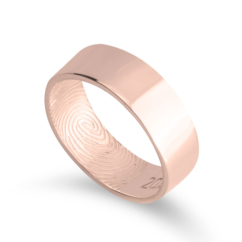 Coouple Ring Inside Innenseite Fingerabdruck Gravur Personalisiert Unsichtbarer Fingerprint Erinnerungen Trauerschmuck Gedenkschmuck Rose Partnerring
