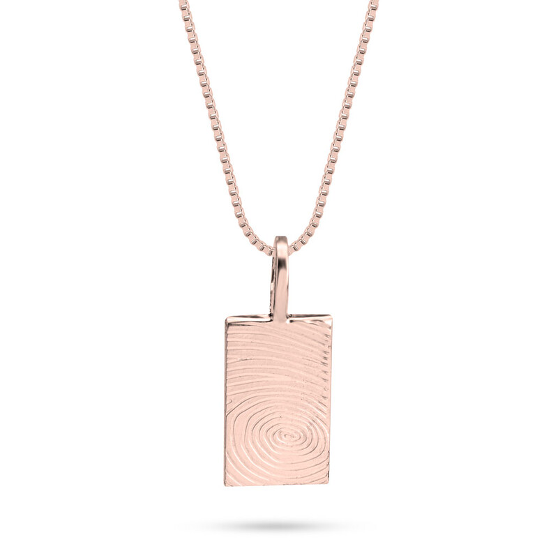 Fingerabdruck Fingerprint Kette Eckig Fingerprint Fullprint Rose Vergoldet Erinnerungsschmuck Gedenkschmuck