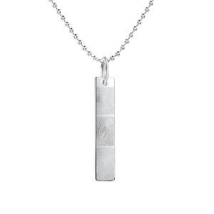 Fingerabdruck Gravur Erinnerungskette Gravurschmuck Individuell Personalisiert Familie Erbstueck Anhaenger Rhodium 925silber Trauerschmuck Gedenk Andenken Maenner