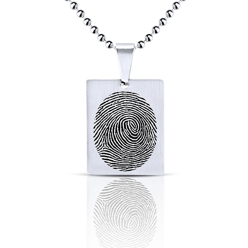 Fingeradruck Kette Erinnerungsschmuck Trauerschmuck herren Anhaenger silber