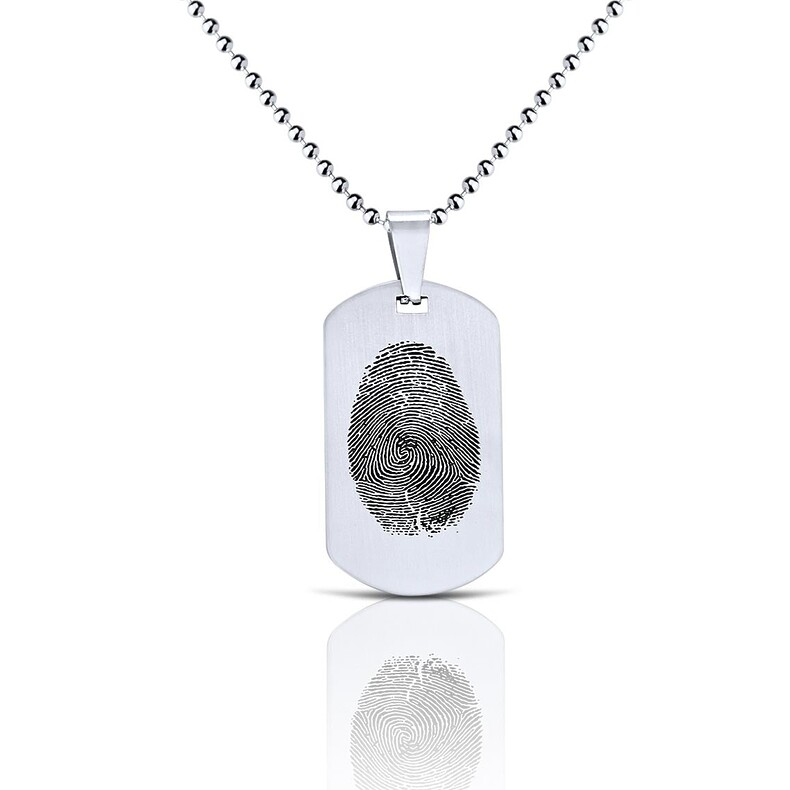 Fingeradruck Kette Erinnerungsschmuck Trauerschmuck herren dog tag