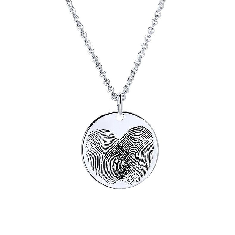 Fingeradruck Kette Erinnerungsschmuck Trauerschmuck Silber Doppel Fingerabdruck Gedenk Partnerkette Geschenk Frau