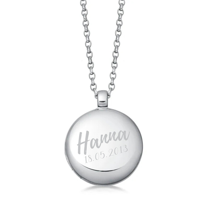 Fotomedaillion Edelstahl Silber Vergoldet Trauerschmuck Erinnerungsschmuck Personalisierter Anhaenger Individuelle Gravuren Fotogravur Fotoschmuck