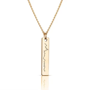 Herrenschmuck Herrenkette Erinnerungsschmuck Barren Herzschlag Gravur Ctg Baby Herzschlag Mama Papa Sternenkinder Traueranhaenger Gedenkschmuck Gold Silber Vergoldet
