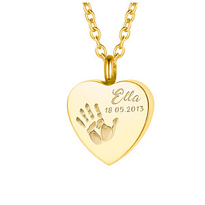 Herz Asche Urnenschmuck Anhaenger Erinnerungsschmuck Gedenkkette Gold Silber Rose Handabdruck Fussabdruck Datum Namenschmuck Vergoldet Haare Befüllen Blüten Parfüm