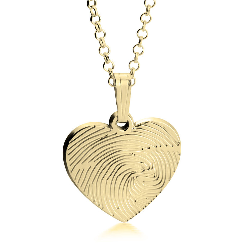 Herzanhaenger Erinnrungsschmuck Prsonalisiert Fingerabdruck Schmuck Heart Gravur Einzigartig Fingerprint Kette Gold Silber Vergoldet Gendenkschmuck Trauerschmuck