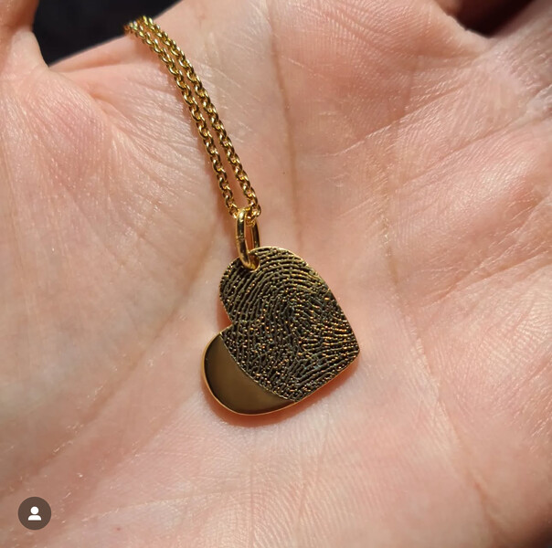 Herzkette 925 Silver Gold Vergoldet Erinnerungsschmuck Gedenkanhaenger Trauerschmuck Damenkette Personalisiertegravur Anhaenger Fingerabdruckgrsvur Fingerprint Individuelle Gravur Unikat
