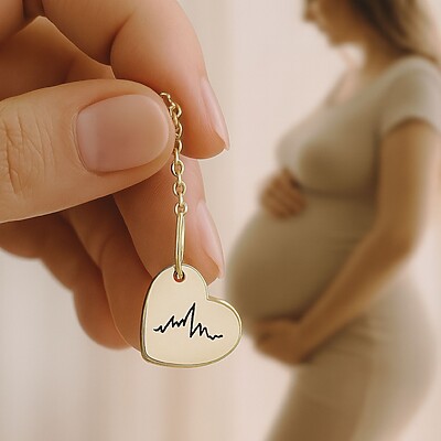 Herzkette Erinnerungsschmuck Trauerschmuck Personalisierte Kette Individueller Gravur Ctg Herzschlag Baby Schmuck Andenken Gedenkschmuck Sternenkinder Gold Anhaenger Graviert