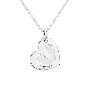 Herzkette Erinnerungsschmuck Trauerschmuck Personalisierte Kette Individueller Gravur Handabdruck Fussabdruck Baby Schmuck Andenken Gedenkschmuck Sternenkinder 925 Silber Anhaenger Graviert Mamaschmuck