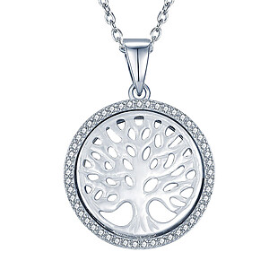 Lebensbaum Zirkonia Individuelle Ketten Anhaer Trauer Erinnerung Familie Tree Family Schmuck Silber Gold Rose Personalisiert