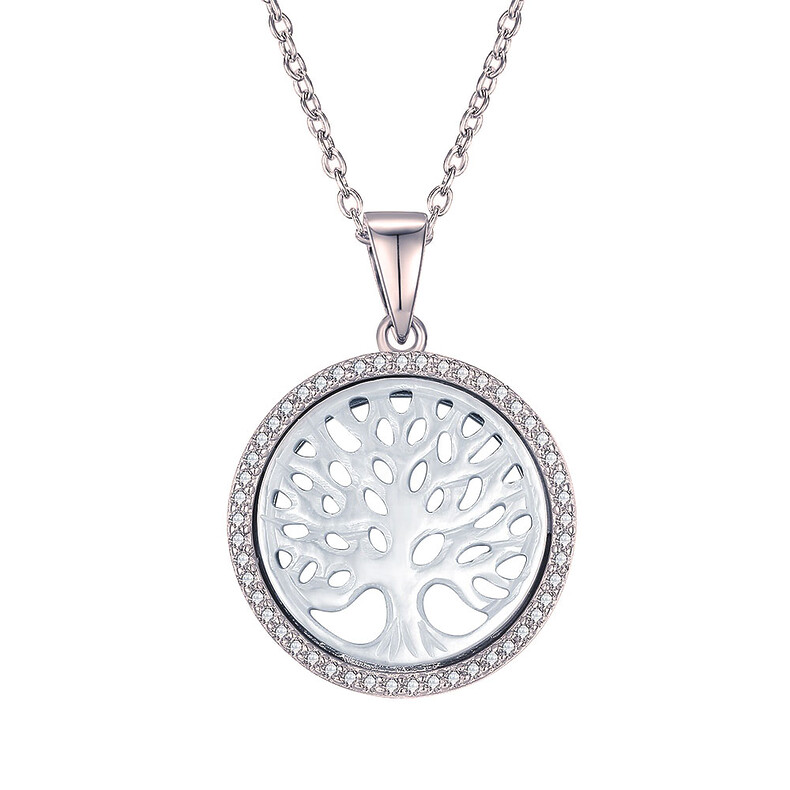 Lebensbaum Zirkonia Individuelle Ketten Anhaer Trauer Erinnerung Familie Tree Family Schmuck Silber Gold Rose Vergoldet