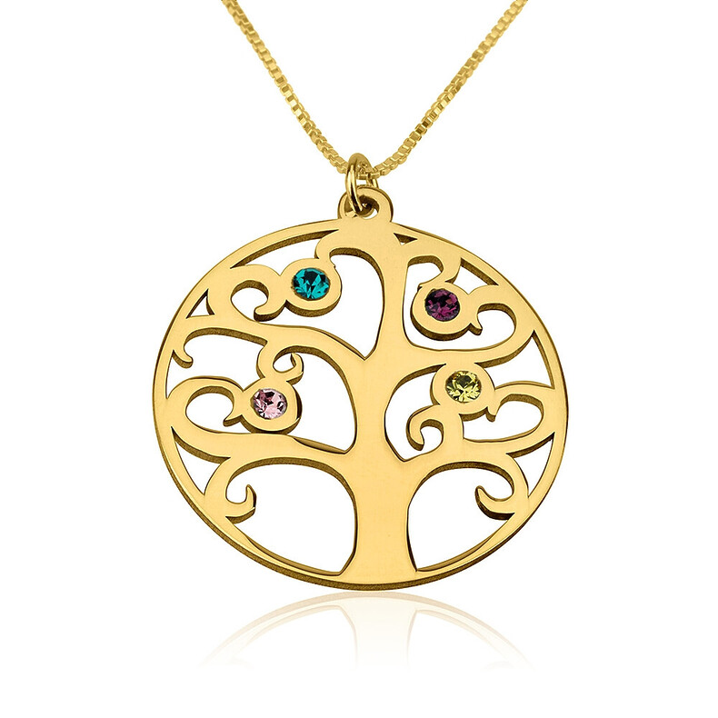 Lebensbaumschmuck Geburtssteinen Erinnerungsschmuck Familie Family Zirkonia Bunt Silberschmuck