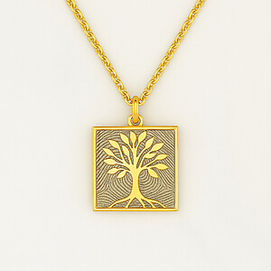 Lebensbaumschmuck Fingerabdruck Erinnerungsschmuck Trauerschmuck Andenken Kette Familienschmuck Vergoldet Gold Gravur Personalisiert