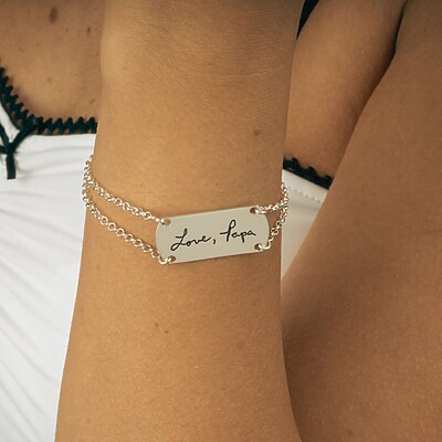 Personalisierte Signatur Handschrift Unterschrift Trauerschmuck Erinnerungen Armband Kette Silber Gold Vergoldet Geschenkidee