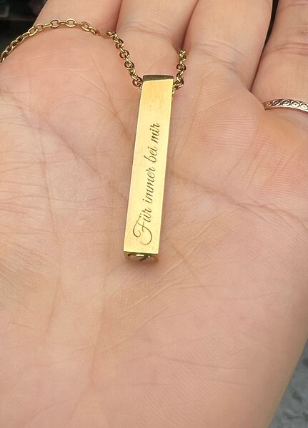 Urnenkette Barren Edelstahl Gold Vergoldet Erinnerungsschmuck Gedenkanhaenger Trauerschmuck Herrenkette Herrenschmuck Personalisiertegravur Namengravur Individuelle Gravur Unikat