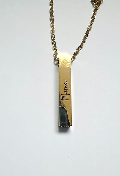 Urnenkette Barren Edelstahl Gold Vergoldet Erinnerungsschmuck Gedenkanhaenger Trauerschmuck Personalisiertegravur Namengravur Befüllbar Anhaenger Fingerabdruckgravur Fingerprint Individuelle Gravur Unikat