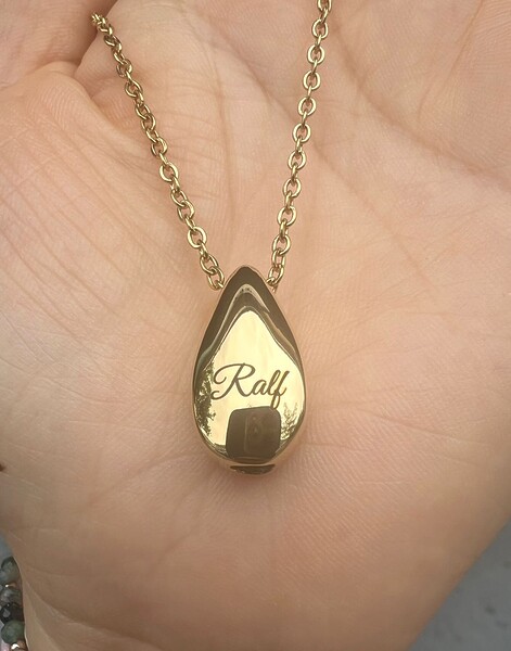 Urnenkette Traene Edelstahl Gold Vergoldet Erinnerungsschmuck Gedenkanhaenger Trauerschmuck Personalisiertegravur Namengravur Befüllbar Anhaenger Fingerabdruckgravur Fingerprint Individuelle Gravur Unikat