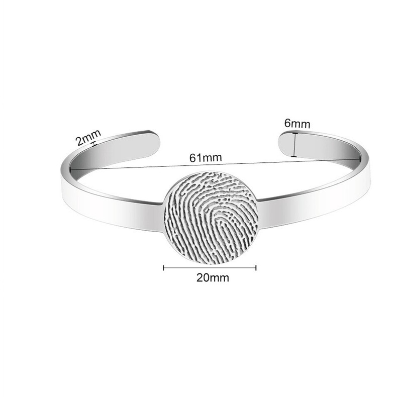 Armreif Rund Fingerabdruck Hand Fussabdruck Personalisierte Gravur Trauerschmuck Erinnerungsschmuck Gedank Armband Damenarmband Herrenschmuck Gold Silber Vergoldet Rose