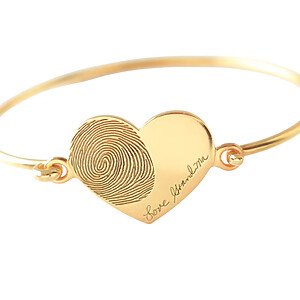 Armreifen Fingerabdruck Herzanhaenger Trauerschmuck Armband Damenschmuck Trauerarmband Fingerprint Individuelle Gravur Photoroom