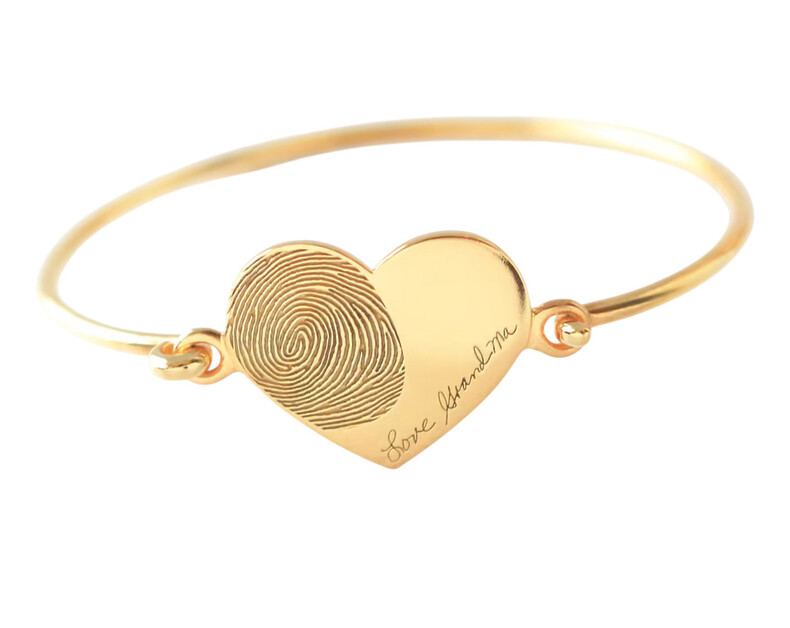 Armreifen Fingerabdruck Herzanhaenger Trauerschmuck Armband Damenschmuck Trauerarmband Fingerprint Individuelle Gravur Photoroom