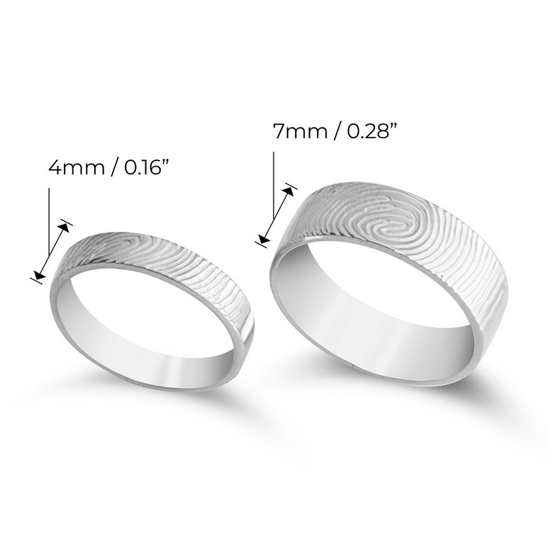 Couple Ring Erinnerungsstück Partnerringe Erinnerungsschmuck Personalisierte Ring Gravur Fingerabdruckring Fingerprint Gedenkschmuck Trauerschmuck Eheringe