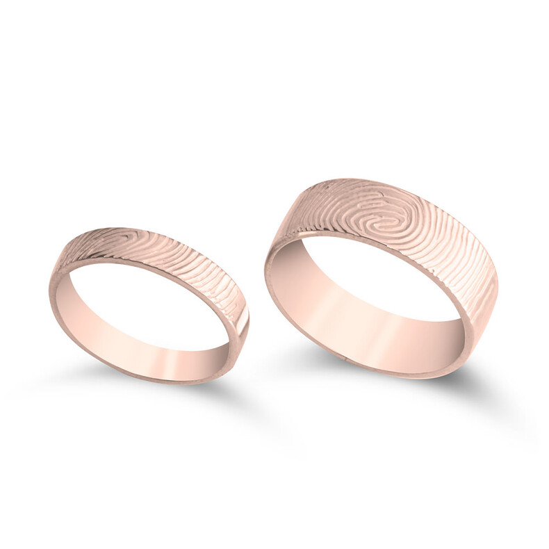 Couple Ring Erinnerungsstück Partnerringe Erinnerungsschmuck Personalisierte Ring Gravur Fingerabdruckring Fingerprint Gedenkschmuck Trauerschmuck Rose