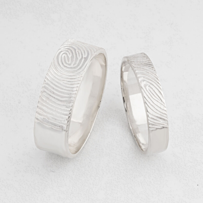 Couple Ring Erinnerungsstück Partnerringe Erinnerungsschmuck Personalisierte Ring Gravur Fingerabdruckring Fingerprint Gedenkschmuck Trauerschmuck Silber