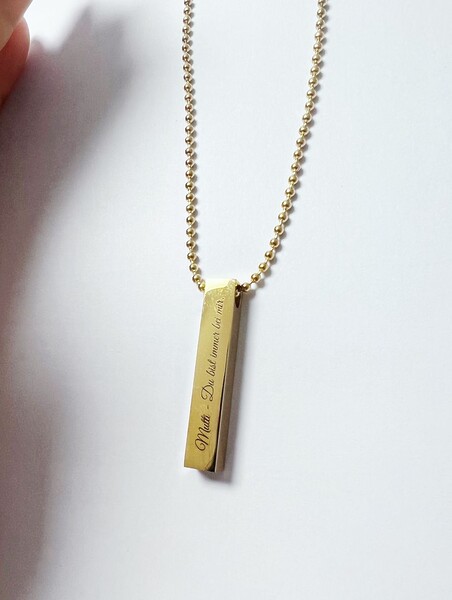 Edelstahl Urnenschmuck Asche Befuellbar Vergoldet Gold Individuelle Gravur Kette Anhaenger Personalisiert Fingerabdruck Fingerprint Erinnerungsschmuck Trauer Gedenk