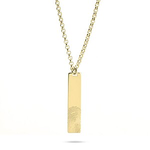 Erinnerungen Barren Gold Maennerkette Fingerabdruckschmuck Andenken 925 Silber Vergoldet Trauer Memories Asche Fingerprint Verstorbener