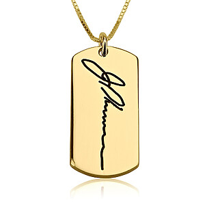 Erinnerungskette Mit Individueller Gravur Handschrift Unterschrift Widmung Personalisierte Signatur Trauerschmuck Gedenkanhaenger Maennerkette Gold