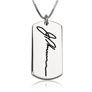 Erinnerungskette Mit Individueller Gravur Handschrift Unterschrift Widmung Personalisierte Signatur Trauerschmuck Gedenkanhaenger Maennerkette Silber