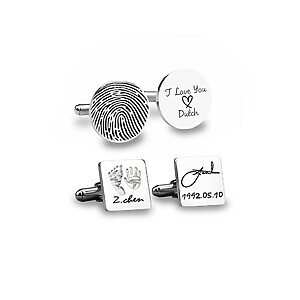 Erinnerungsknoepfe Manschettenknoepfe Fingerabdruck Handabdruck Fussabdruck Initialien 3d Gravur Cuffs Hemd