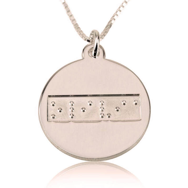 Erinnerungsschmuck Blindenschrift Braille Blinden Sehen Fühlen Tasten Schmuck Gedenk Anhaenger Rund Rose