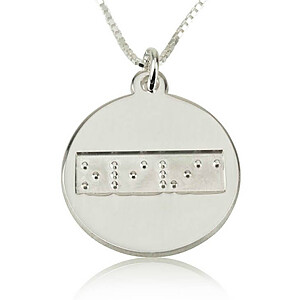 Erinnerungsschmuck Blindenschrift Braille Blinden Sehen Fühlen Tasten Schmuck Gedenk Anhaenger Rund Silber