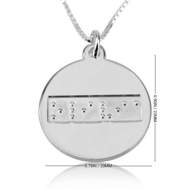 Erinnerungsschmuck Blindenschrift Braille Blinden Sehen Fühlen Tasten Schmuck Gedenk Anhaenger Rund Silber