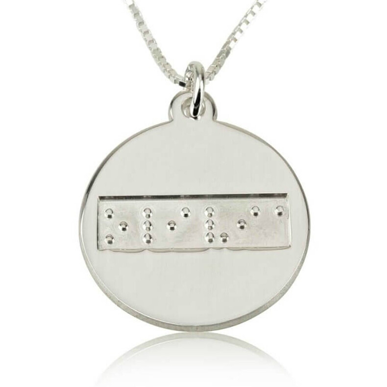 Erinnerungsschmuck Blindenschrift Braille Blinden Sehen Fühlen Tasten Schmuck Gedenk Anhaenger Rund Silber