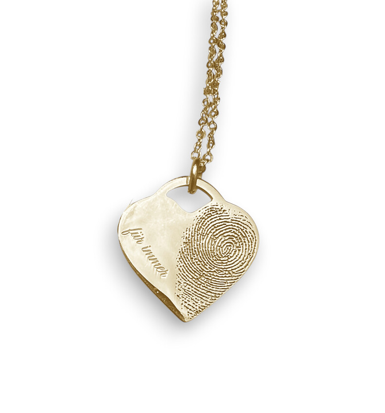 Erinnerungsschmuck Fingerabdruck Fingerprint Kette Gold Vergoldet Gedenkkette Namenkette Gravur Individuelle Fingerabdruckkette Trauerschmuck Gedenkschmuck Personalisiert