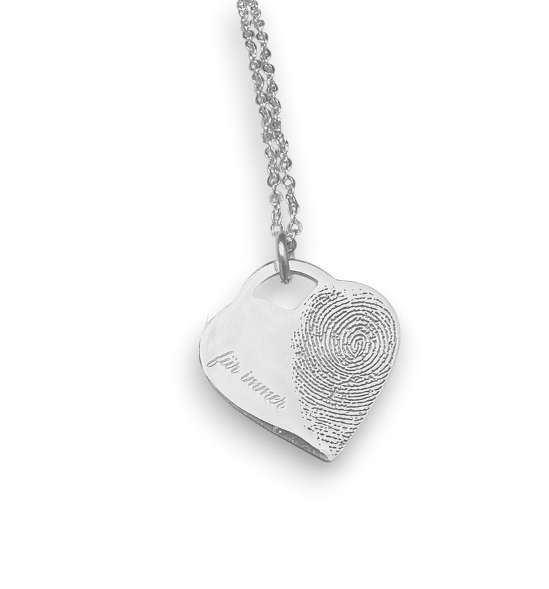 Erinnerungsschmuck Fingerabdruck Fingerprint Kette Silber Namenkette Gravur Individuelle Fingerabdruckkette Trauerschmuck Gedenkschmuck Personalisiert
