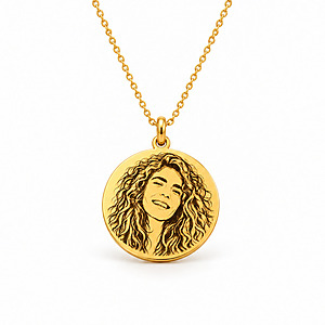Memorial jewelry chain round gold-plated 18 karat gold photo engraving personalized engravings mourning jewelry image engraving