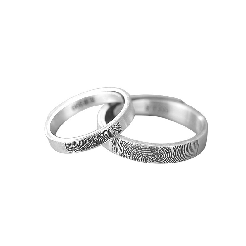 Fingerabdruck Ring 925 Silber Ring Damen Frau Mama Fingerprint Erinnerungsschmuck Individuelle Gravur Personalisiert Trauerschmuck Silber Gold Vergold