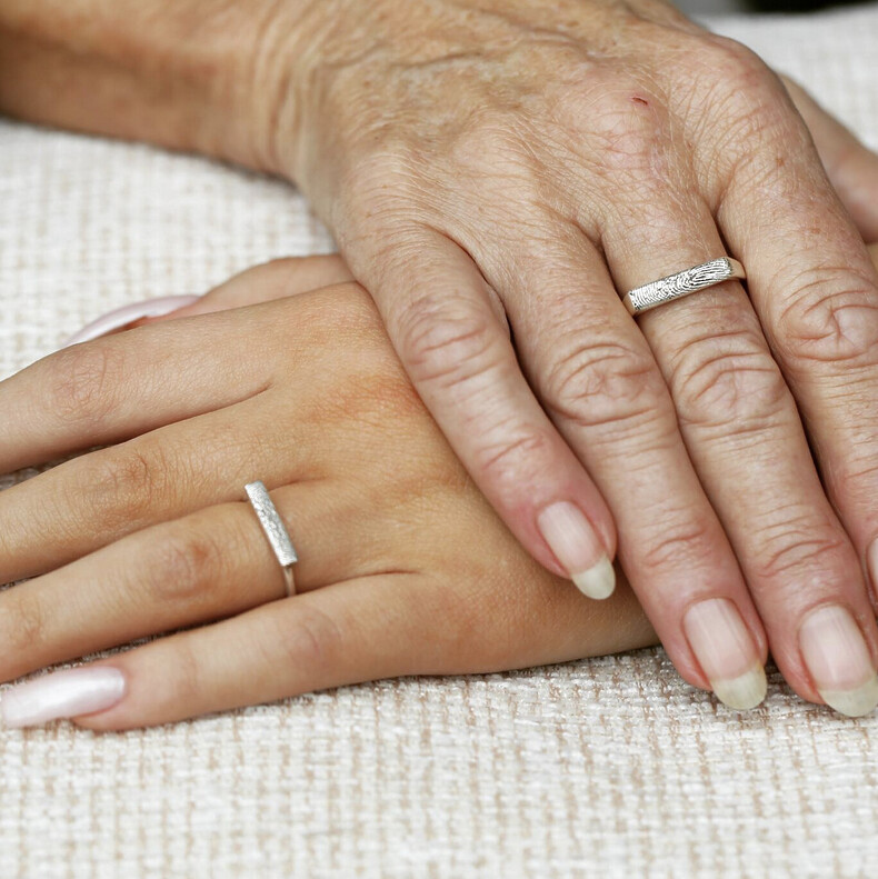 Fingerabdruck Ring Couple Ring Partnerring Fingerabdruck Gravur Silber Gold Vergoldet Erinnerungsschmuck Trauerschmuck Anhaenger Individuell Personalisiert Andenken