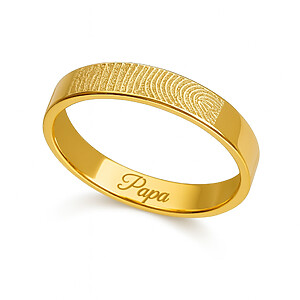 Fingerabdruck Ring Fingerprint Gravur Individuell Erinnerungsschmuck Gedenkring Ehering Personalisiert Gold Namengravur Datum Vergoldet Andenken Trauerschmuck