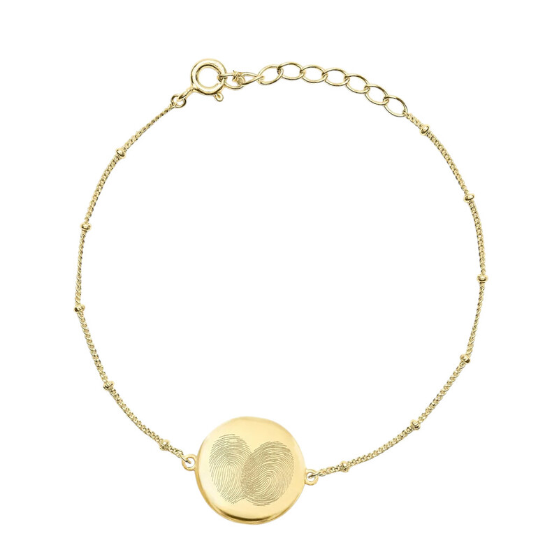 Fingerabdruck Schmuck Fingerprint Partnerarmband Mama Armreif Erinnerungsschmuck Trauerschmuck Gedenkanhaenger Personalisiert Individuelle Gravur Gold Vergold