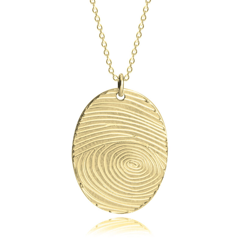 Fingerabdruck Schmuck Kette Erinnrungsschmuck Trauerschmuck Fingerprint Gold Personalisiert Individueller Anhaenger