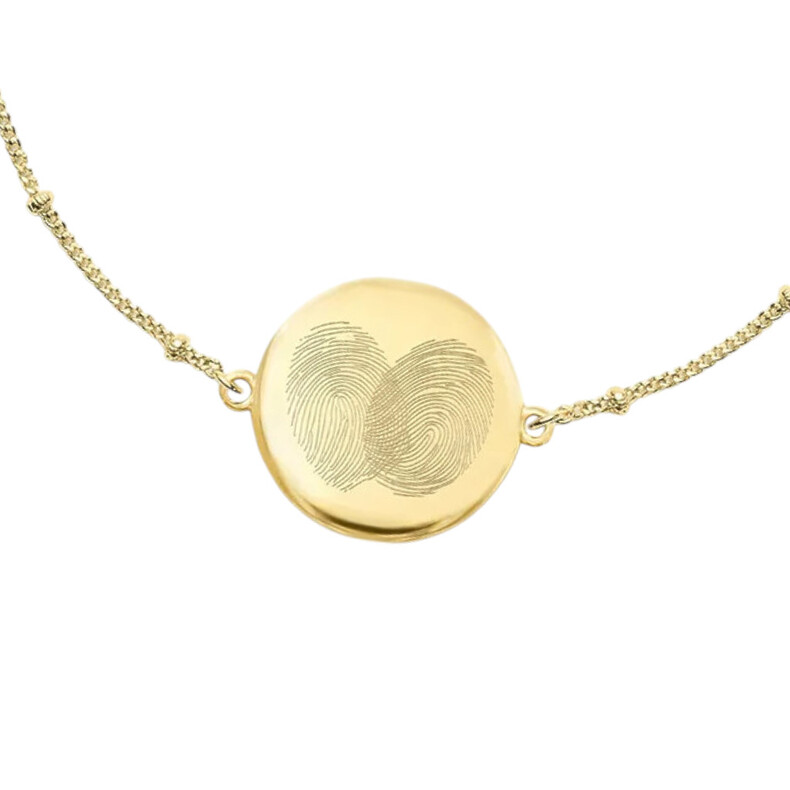 Fingerabdruck Schmuck Zwei Fingerprint Partnerarmband Mama Armreif Erinnerungsschmuck Trauerschmuck Gedenkanhaenger Personalisiert Individuelle Gravur Gold Ph