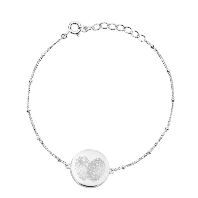 Fingerabdruck Schmuck Zwei Fingerprint Partnerarmband Mama Armreif Erinnerungsschmuck Trauerschmuck Gedenkanhaenger Personalisiert Individuelle Gravur Silber